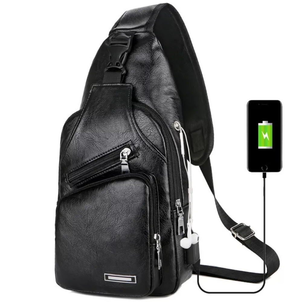 NWOT Black Faux Lather Shoulder Bag